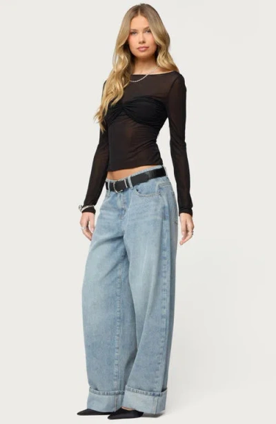 Edikted Kella Low Rise Extra Oversize Jeans In Multi