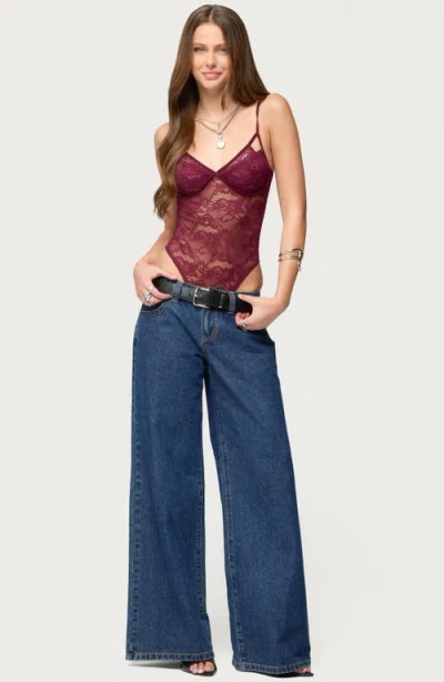 Edikted Cutout Lace Bodysuit In Animal Print