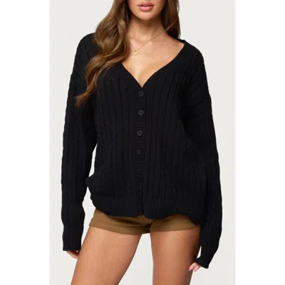 Edikted Francine Oversize Cotton Cardigan In Black