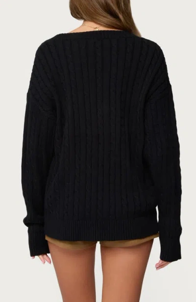 Edikted Francine Oversize Cotton Cardigan In Black