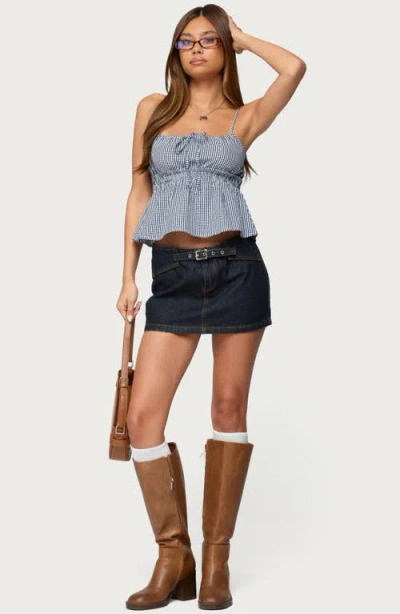 Edikted Zahara Gingham Babydoll Camisole In Blue