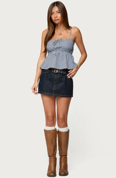 Edikted Zahara Gingham Babydoll Camisole In Blue