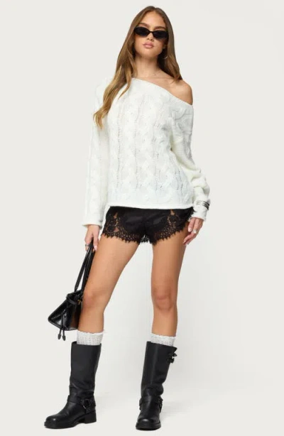 Edikted Reisa Lacey Satin Effect Shorts In Black, Women's At Urban Outfitters In Multi