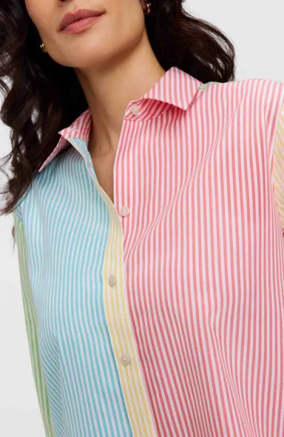 Foxcroft Meghan Colorblock Stripe Cotton Button-up Shirt In Multi