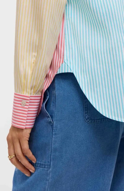 Foxcroft Meghan Colorblock Stripe Cotton Button-up Shirt In Multi