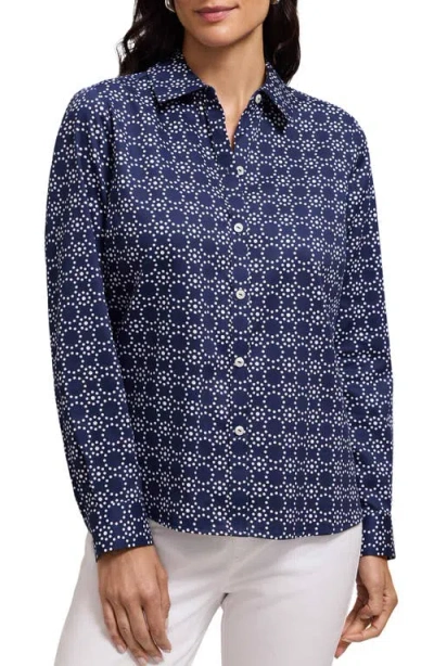 Foxcroft Hampton Geo Print Cotton Button-up Shirt In Multi