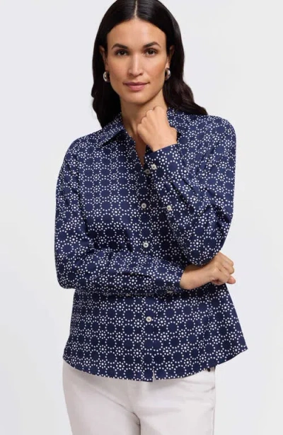 Foxcroft Hampton Geo Print Cotton Button-up Shirt In Multi