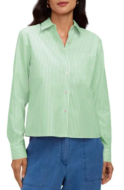 Foxcroft Jodie Stripe Cotton Button-up Shirt In Green