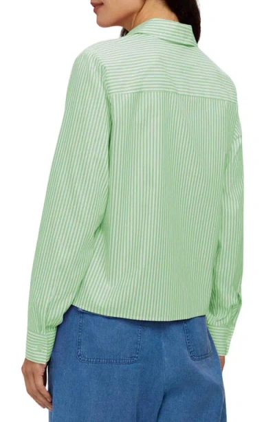 Foxcroft Jodie Stripe Cotton Button-up Shirt In Green