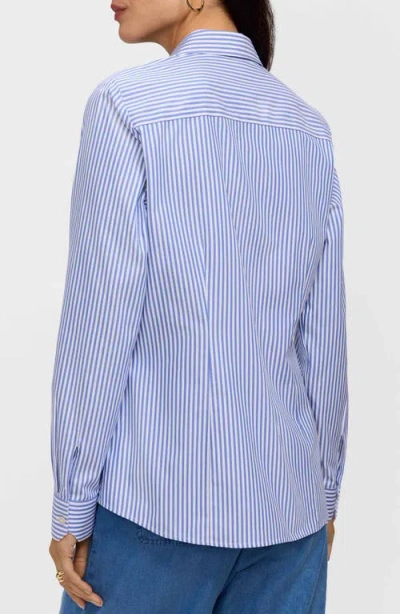 Foxcroft Dianna Stripe Cotton Button-up Shirt In Multi