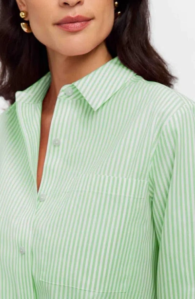 Foxcroft Jodie Stripe Cotton Button-up Shirt In Green