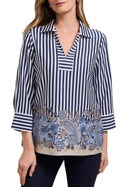 Foxcroft Julia Stripe Paisley Shirt In Multi