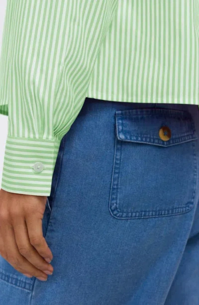 Foxcroft Jodie Stripe Cotton Button-up Shirt In Green