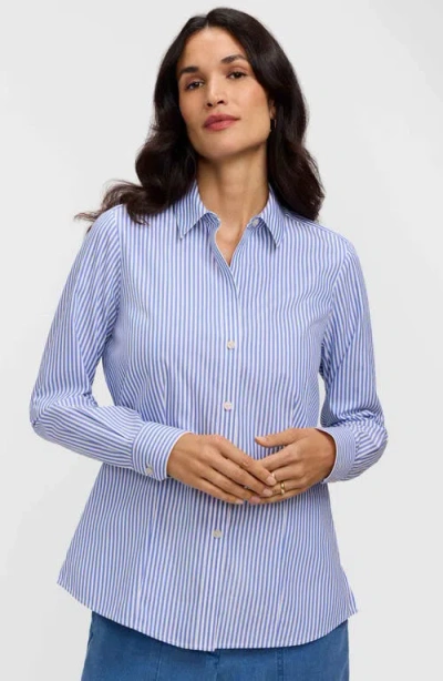 Foxcroft Dianna Stripe Cotton Button-up Shirt In Multi