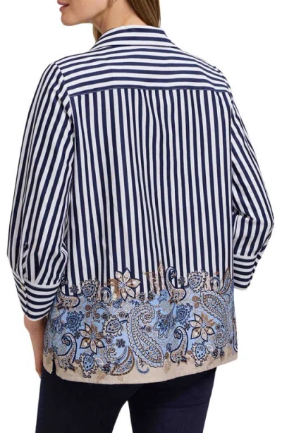 Foxcroft Julia Stripe Paisley Shirt In Multi