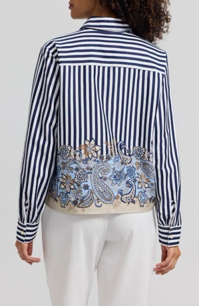 Foxcroft Jodie Stripe Cotton Button-up Shirt In Multi