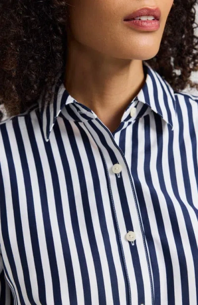 Foxcroft Jodie Stripe Cotton Button-up Shirt In Multi