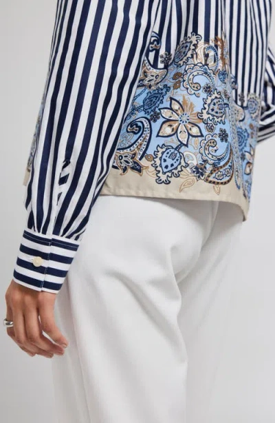 Foxcroft Jodie Stripe Cotton Button-up Shirt In Multi