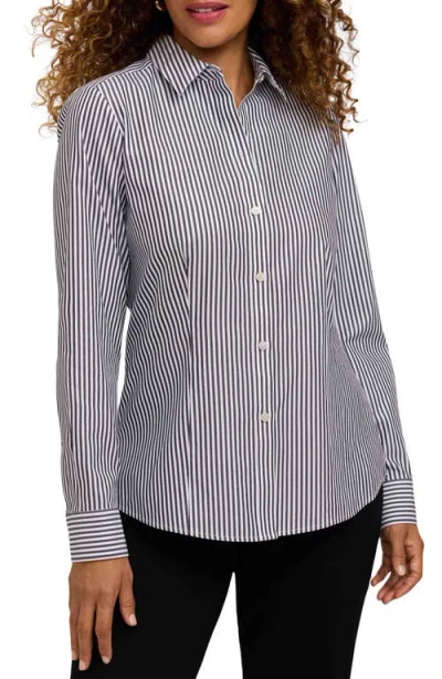 Foxcroft Dianna Stripe Cotton Button-up Shirt In Multi