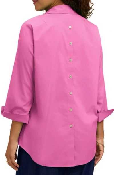 Foxcroft Therese Button Back Popover Shirt In Pink