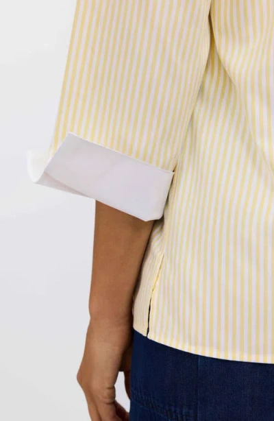 Foxcroft Tammy Ruffle Collar Cotton Top In Yellow