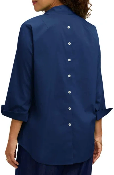 Foxcroft Therese Button Back Popover Shirt In Blue