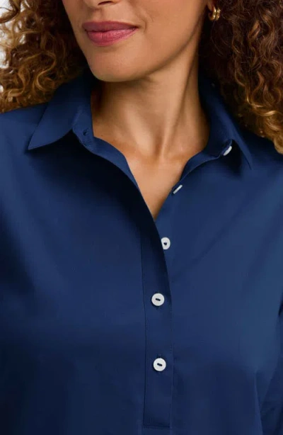 Foxcroft Therese Button Back Popover Shirt In Blue
