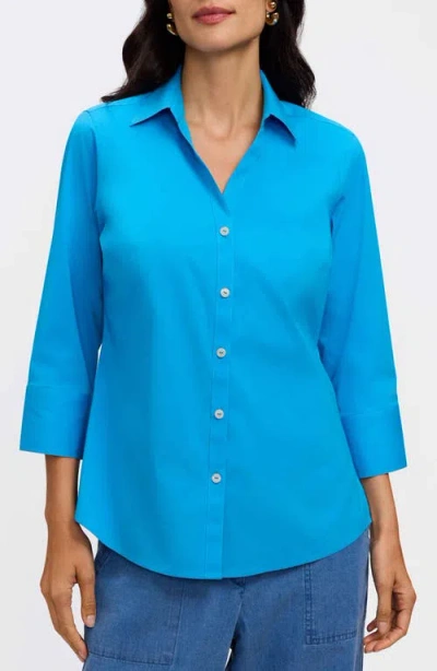Foxcroft Mary Button-up Blouse In Blue