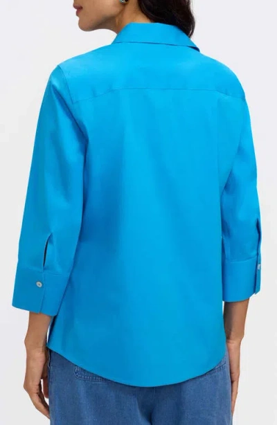 Foxcroft Mary Button-up Blouse In Blue