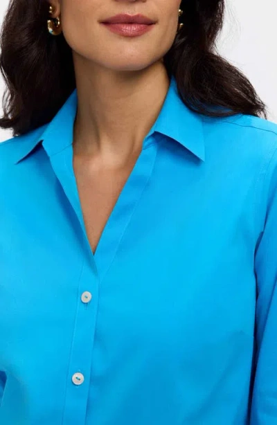 Foxcroft Mary Button-up Blouse In Blue