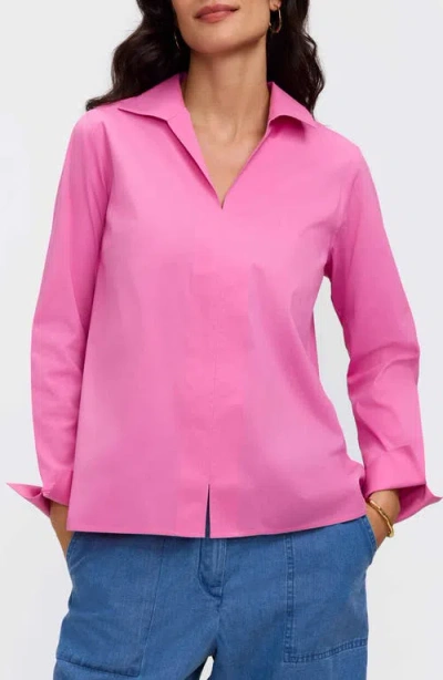 Foxcroft Agnes Split Cuff Popover Blouse In Pink