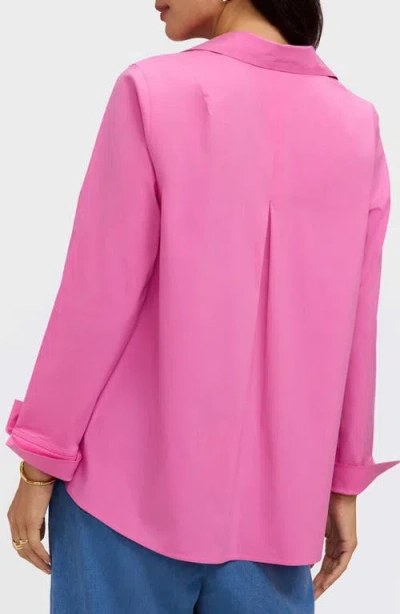 Foxcroft Agnes Split Cuff Popover Blouse In Pink