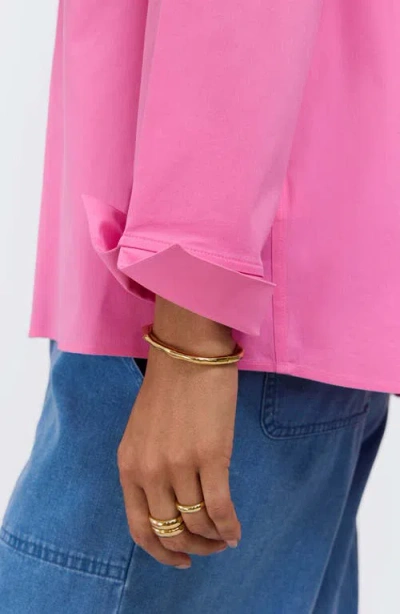 Foxcroft Agnes Split Cuff Popover Blouse In Pink