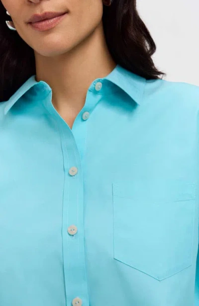 Foxcroft Non-iron Boyfriend Button-up Shirt In Blue