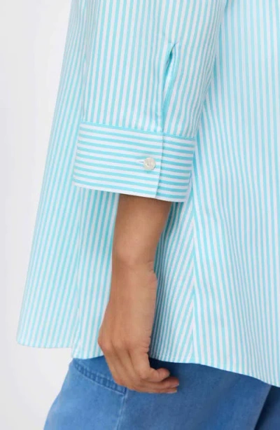 Foxcroft Cici Stripe Cotton Tunic Shirt In Blue