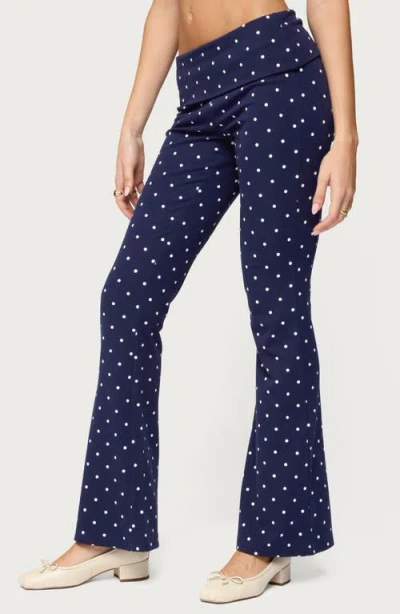 Edikted Daliya Dot Foldover Pants In Blue