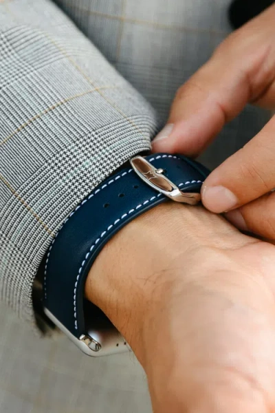 Bluebonnet Le Petit Prince Italian Leather Apple Watch Band In Blue