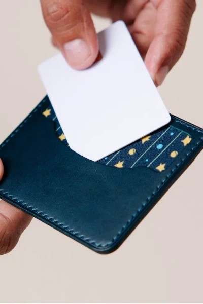 Bluebonnet Le Petit Prince Italian Leather Card Wallet In Blue