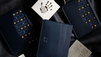 Bluebonnet Le Petit Prince Italian Leather Card Wallet In Blue