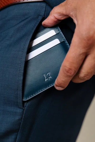 Bluebonnet Le Petit Prince Italian Leather Card Wallet In Blue