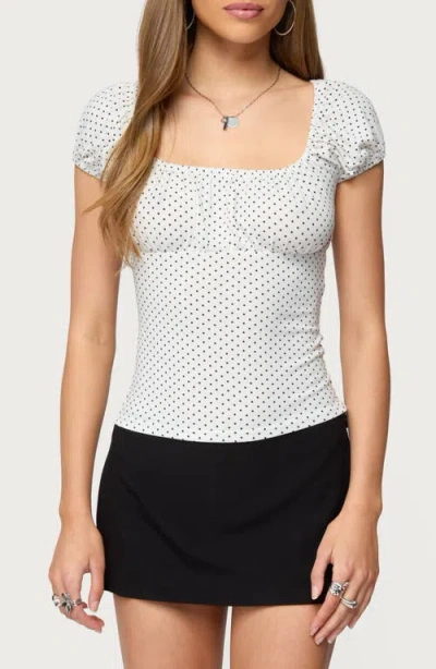 Edikted Stefania Polka Dot T-shirt In White