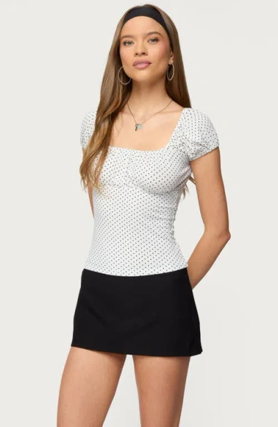 Edikted Stefania Polka Dot T-shirt In White