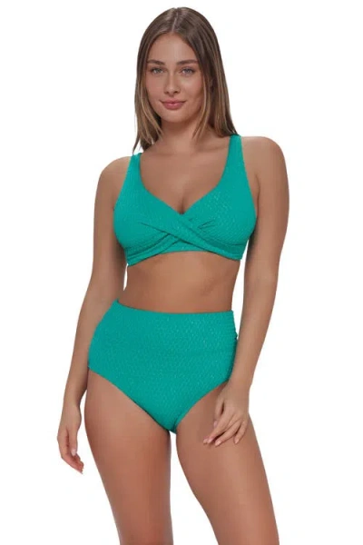 Pacifica By Sunsets Hannah High Waist Bikini Swim Bottoms In Green