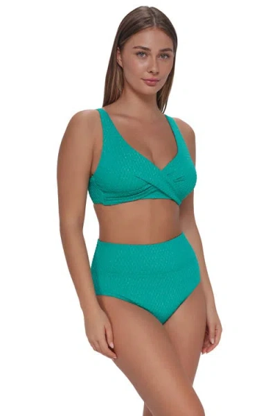 Pacifica By Sunsets Hannah High Waist Bikini Swim Bottoms In Green