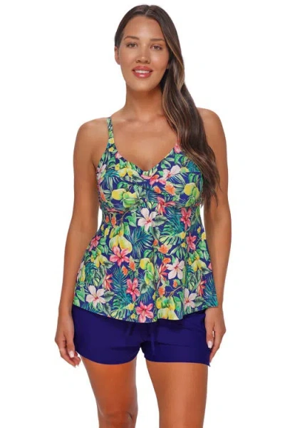 Sunsets Escape Tori Tankini Swimsuit Top In Animal Print