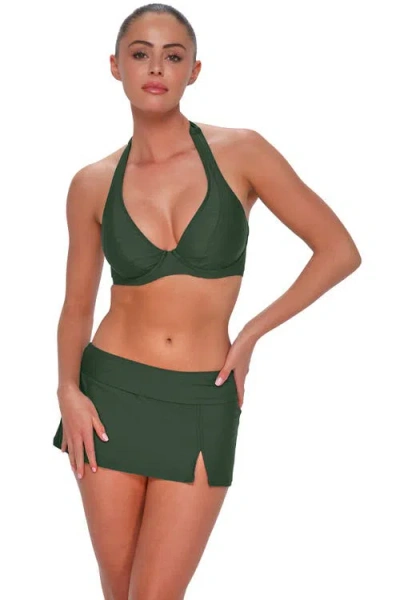 Sunsets Muse Halter Bikini Swimsuit Top In Green