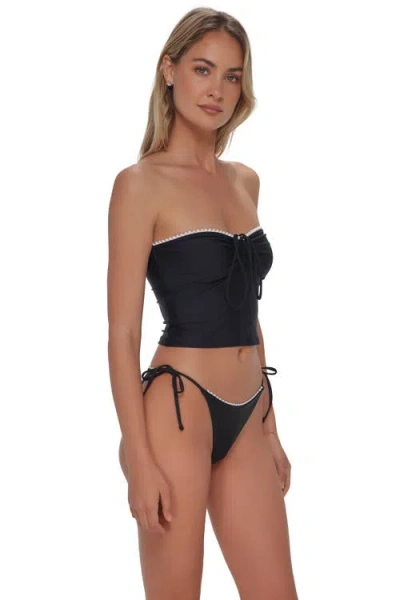 Swim Systems Pom Pom Dolly Crop Top Bikini Swimsuit In Black