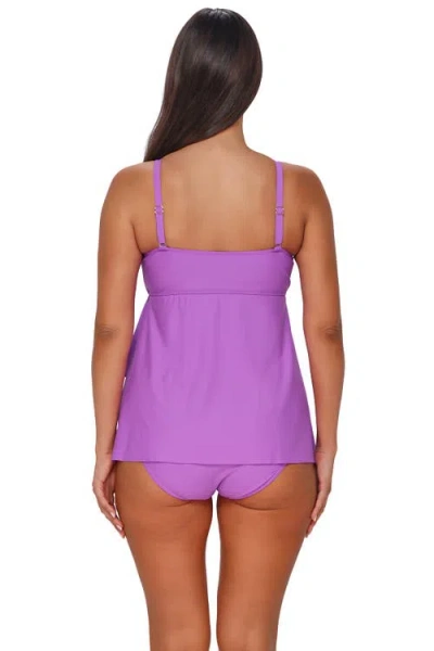 Sunsets Escape Molly Bandeau Tankini Swimsuit Top In Purple
