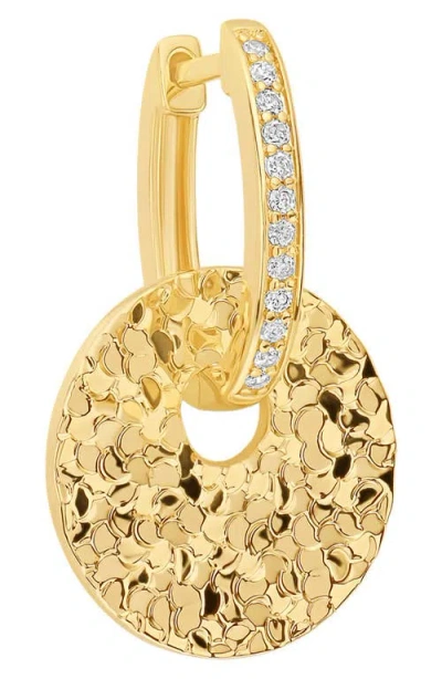 Athra Luxe Dolce Sole Textured Round Drop Huggie Hoop Earrings In Gold