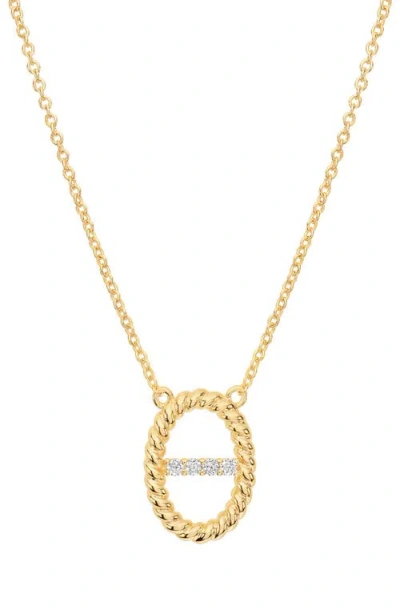 Athra Luxe Dolce Sole Oval Pavé Cubic Zirconia Pendant Necklace In Gold